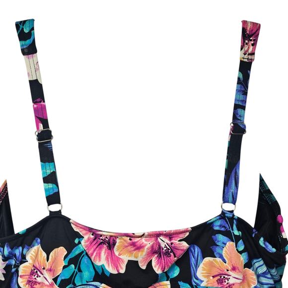 Lands' End Floral Wrap Underwire Tankini Top Size 14L - Picture 5 of 8